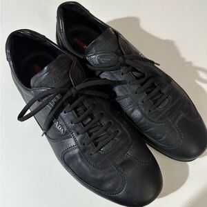 Prada Men's Black Leather Sneakers Size 11.5